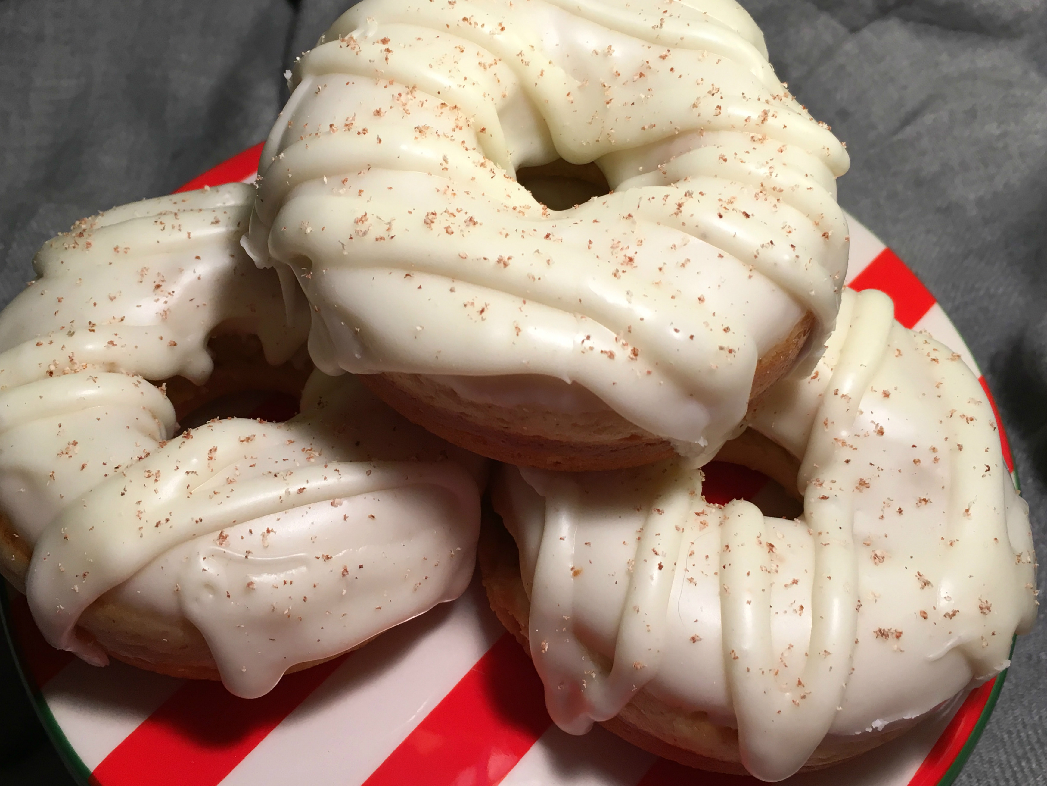 Baked Eggnog Doughnuts with Rum Glaze - Sugar and Spice